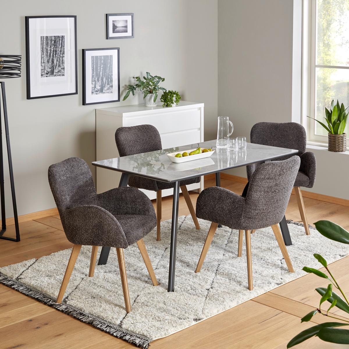 KRZESŁO Z PODŁOKIETNIKAMI LYDIA - kolor dębowy/ciemnoszary, Modern, metal/drewno (57/85/63cm) - MID.YOU