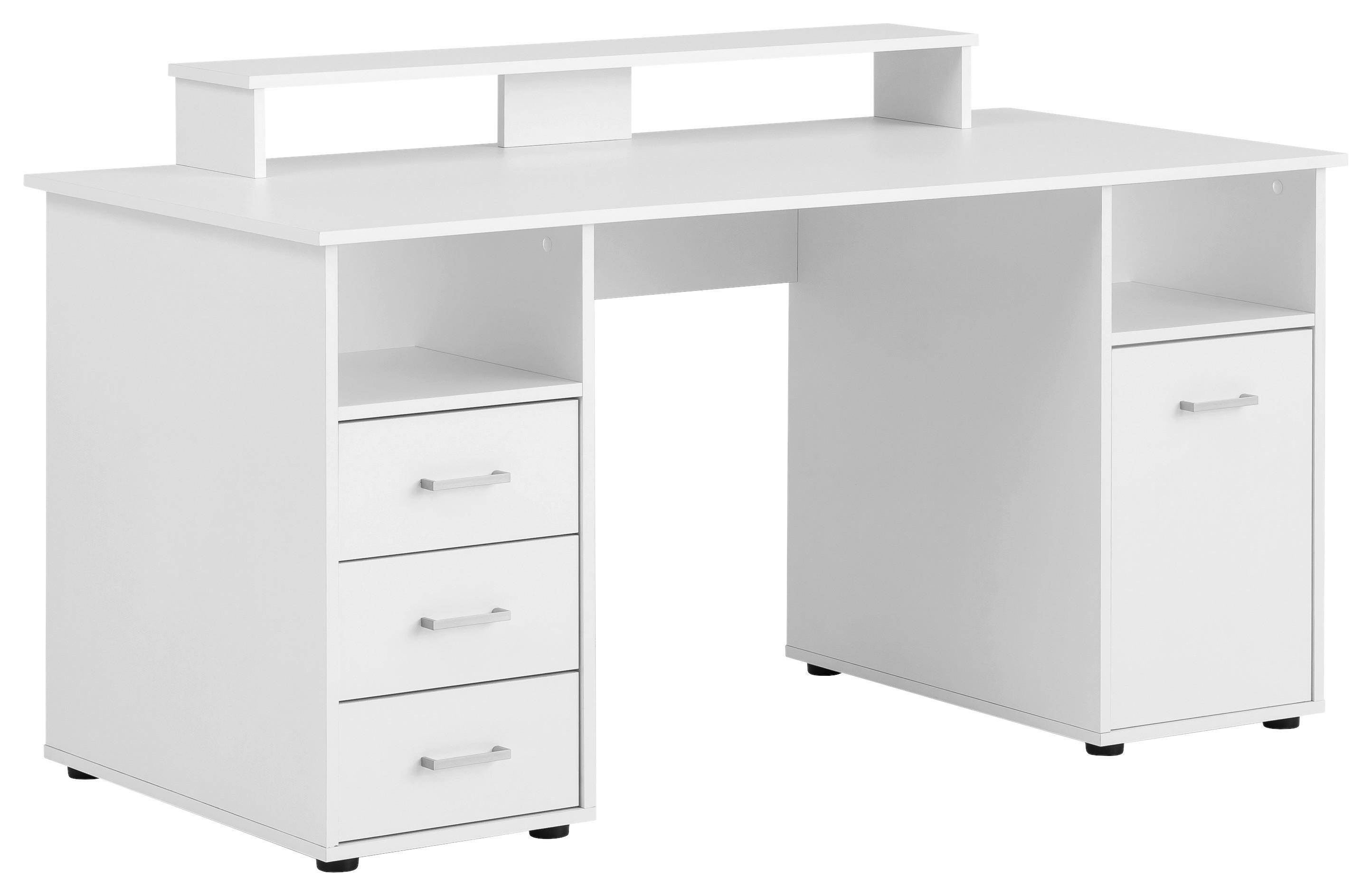Schreibtisch B 67 cm H 73,5 cm Jonte, weiß - Silberfarben/Schwarz, MODERN, Holzwerkstoff/Kunststoff (150/70/70cm) - MID.YOU