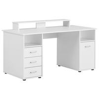 Schreibtisch B 67 cm H 73,5 cm Jonte, weiß - Silberfarben/Schwarz, MODERN, Holzwerkstoff/Kunststoff (150/70/70cm)