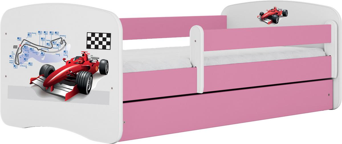 Otroška Postelja Babydreams, Bela, Roza, 80x160cm - pink/bela, Moderno, tekstil/leseni material (80/160cm) - MID.YOU