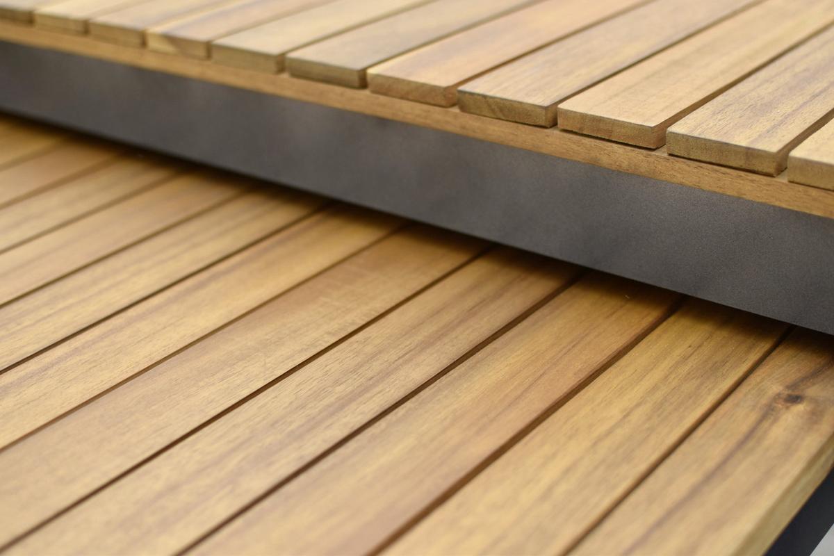 Gartenmöbel Set 10-tlg. Milos Echtholz/Metall mit Auflagen - Dunkelgrau/Graphitfarben, KONVENTIONELL, Holz/Textil - Gardenson