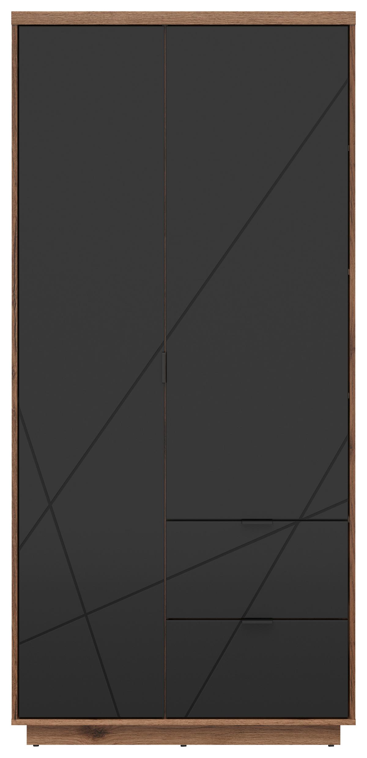 Ormar S Klasičnim Vratima Form - boje hrasta/crna, Moderno, drvni materijal/metal (94/200,5/56,5cm) - Modern Living