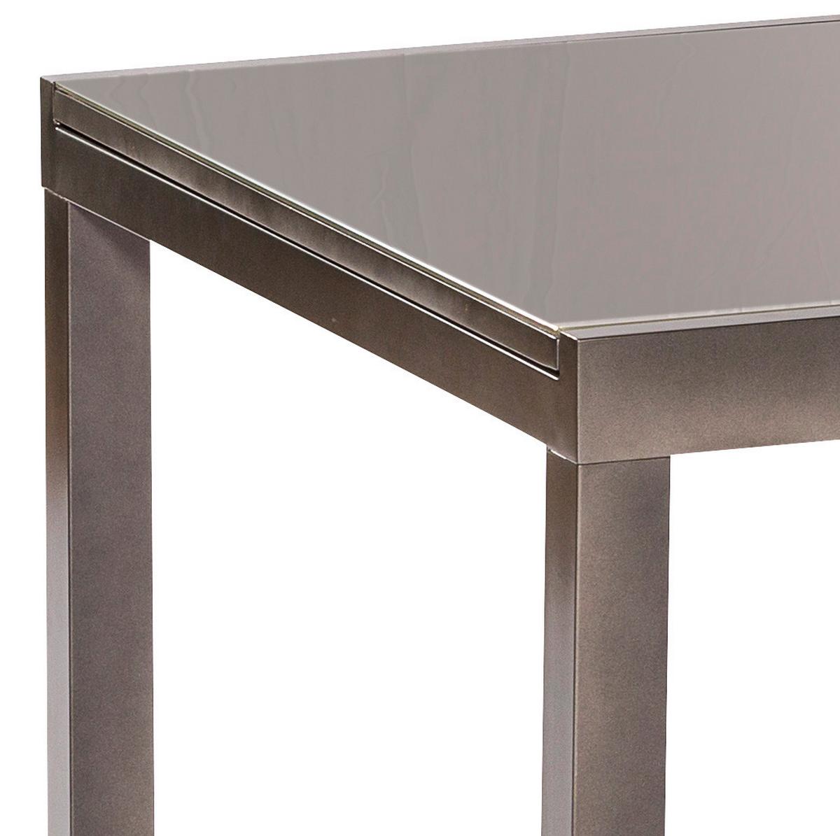 Gartentisch ''Semi'', Graphitfarben/Grau - Graphitfarben/Grau, KONVENTIONELL, Glas/Metall (200-300/110/75cm) - Gardenson