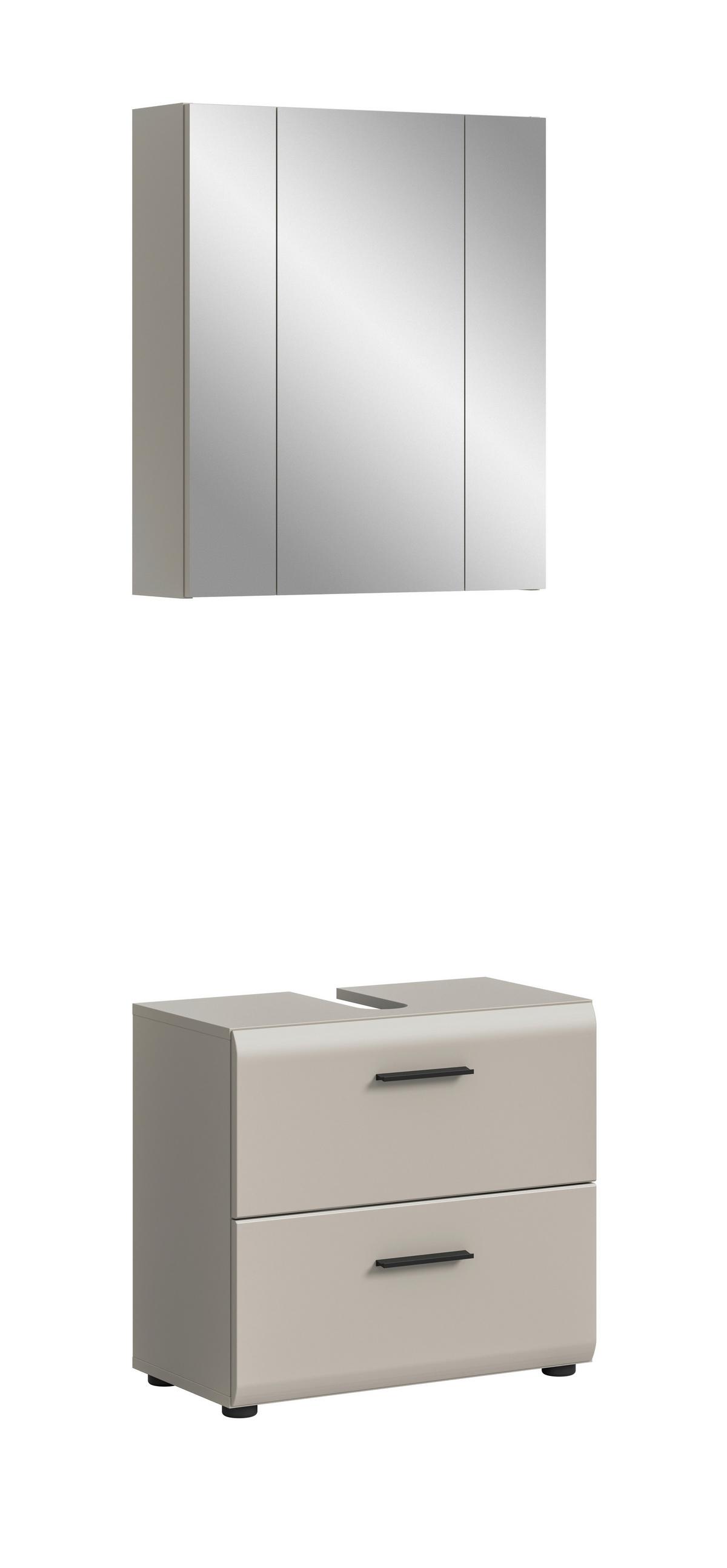 Badezimmer Ice Kaschmir 2-teilig - Kaschmir/Schwarz, Trend, Glas/Holzwerkstoff (60cm) - MID.YOU