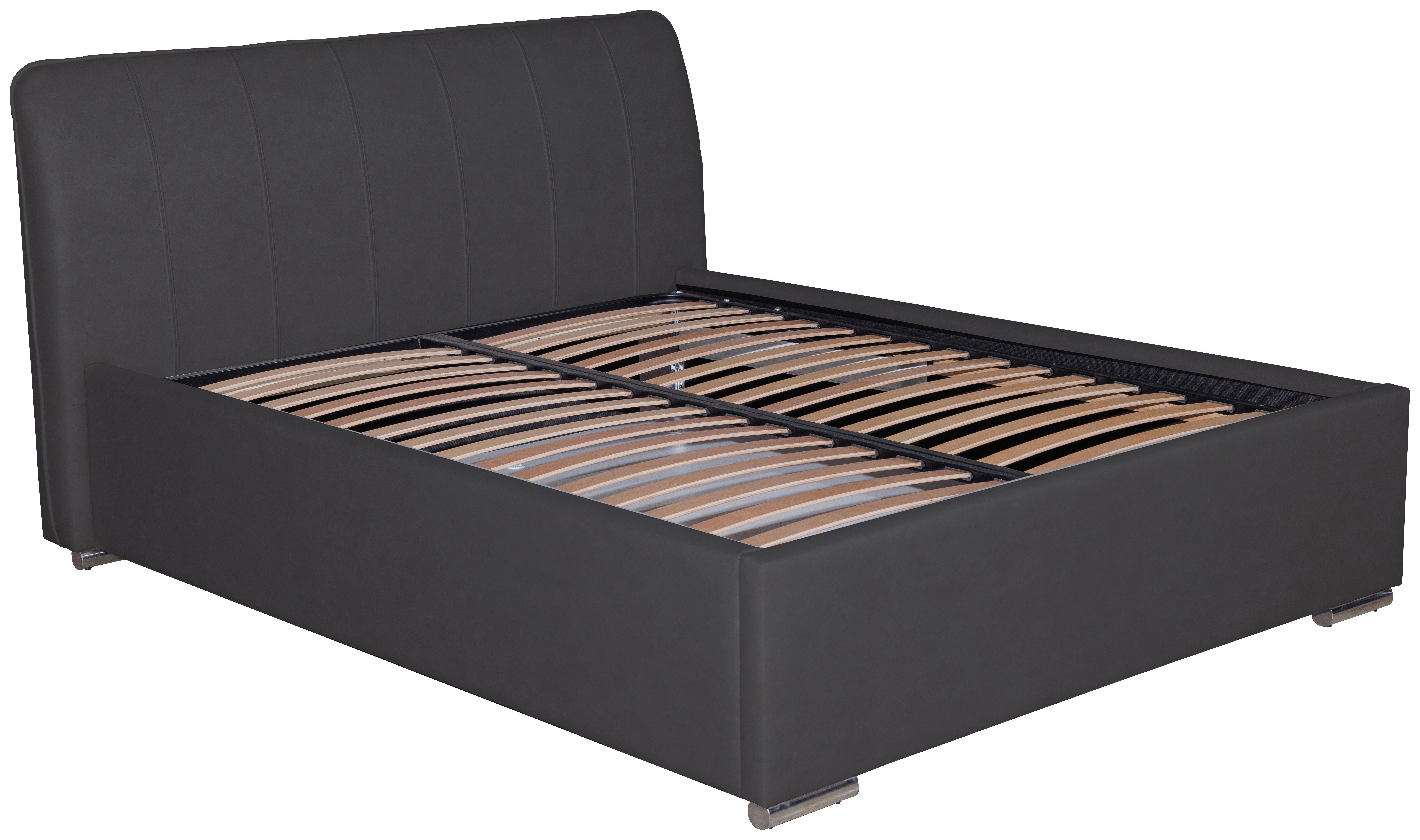 Oblazinjena Postelja France Storage, 180x200, Črna - barve kroma/črna, Basics, kovina/tekstil (180/200cm) - Modern Living