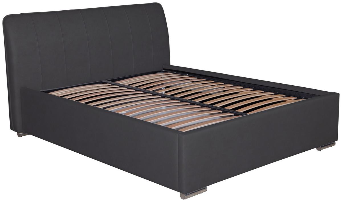 Oblazinjena Postelja France Storage, 180x200, Črna - barve kroma/črna, Basics, kovina/tekstil (180/200cm) - Modern Living