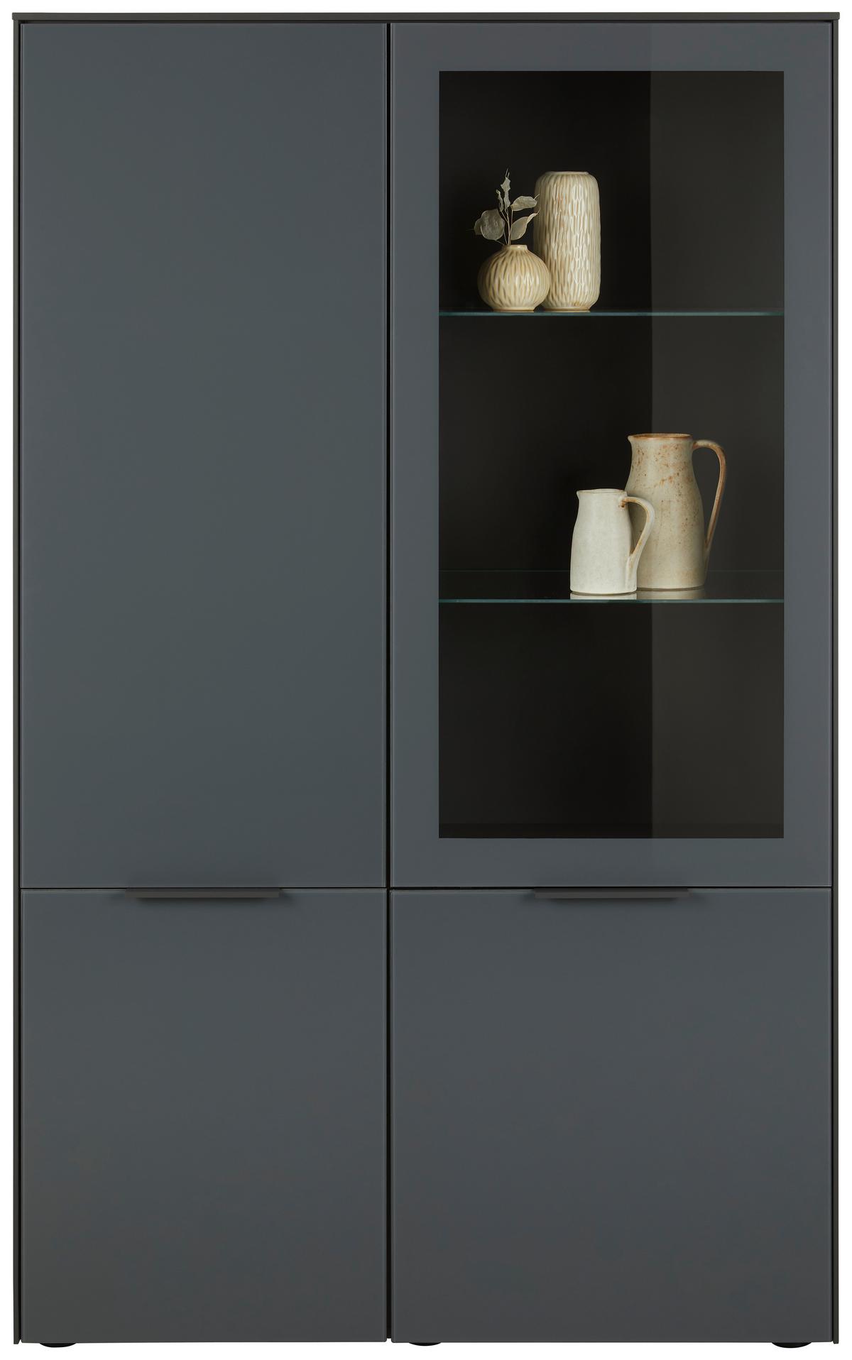 WITRYNA MAX BOX/VR_1-1GL - antracytowy/kolor chromowy, Modern, materiał drewnopochodny/tworzywo sztuczne (109/179/42cm) - Premium Living