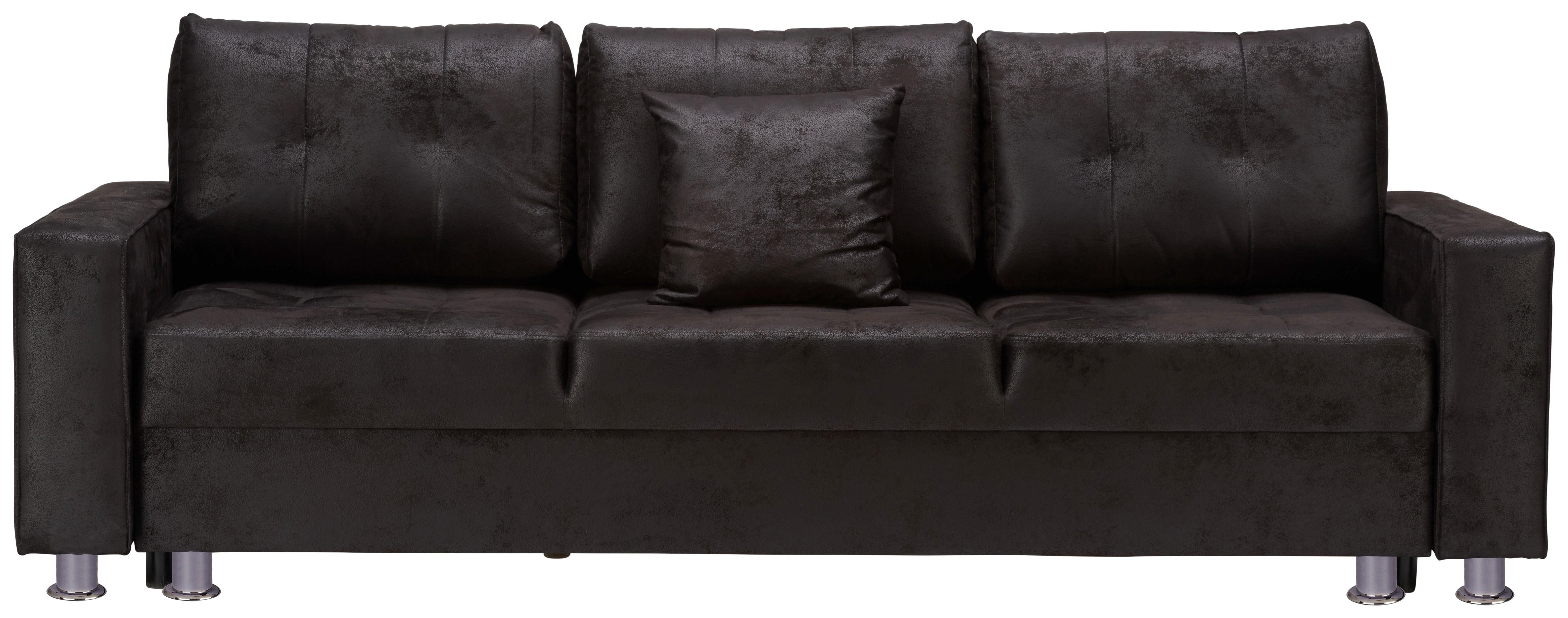 Zofa S Posteljno Funkcijo Francesco, Črna, Predal - barve kroma/črna, Moderno, umetna masa/tekstil (236/86/98cm)