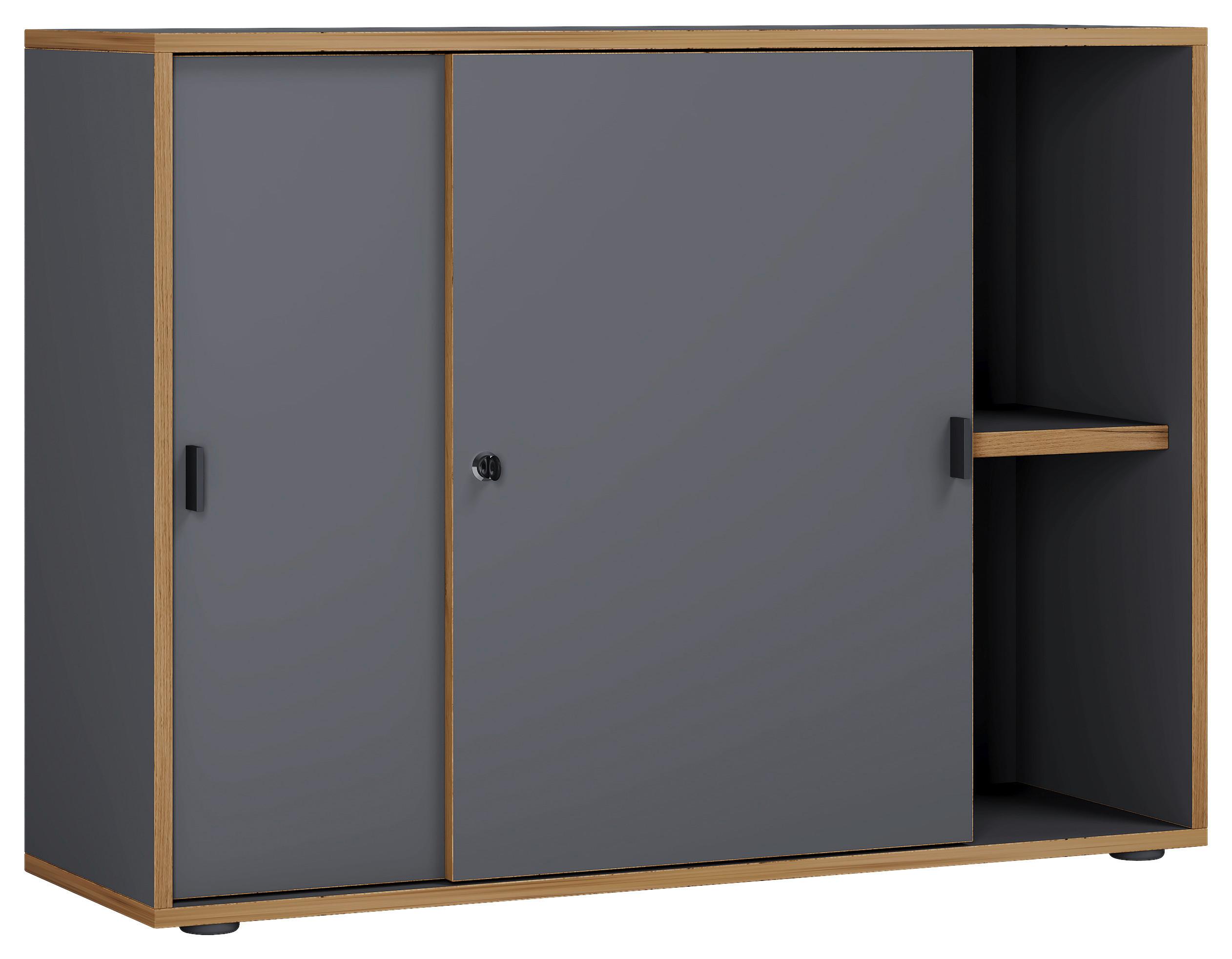 Aktenschrank Anthrazit/honigeiche - Honigeiche/Anthrazit, Design, Holzwerkstoff (100/74/37cm) - Livetastic