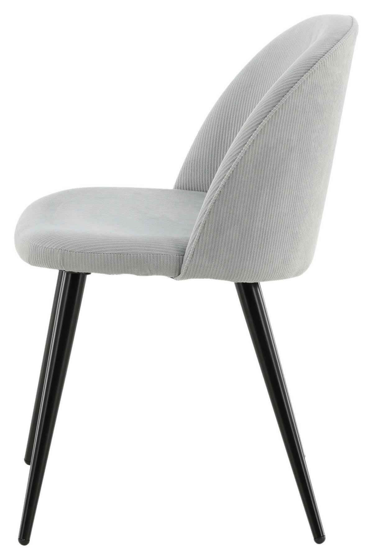 STUHL-SET VELVET - Schwarz/Grau, Design, Textil/Metall (57/76,5/50cm) - Livetastic