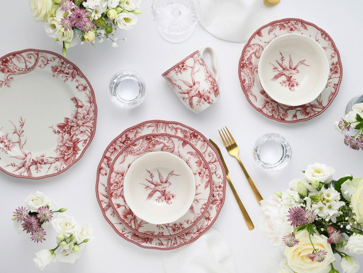 SERVICIU DE MASĂ COMPLET 24777 ADELAIDE ROT KOMBI - alb/bordo, Basics, ceramică - Creatable