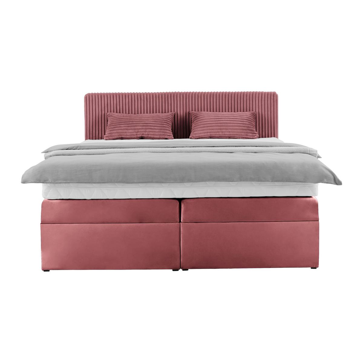 Boxspringbett Rossa in Altrosa ca. 180x200cm - Altrosa/Schwarz, KONVENTIONELL, Holzwerkstoff/Kunststoff (180/200cm) - Mömax