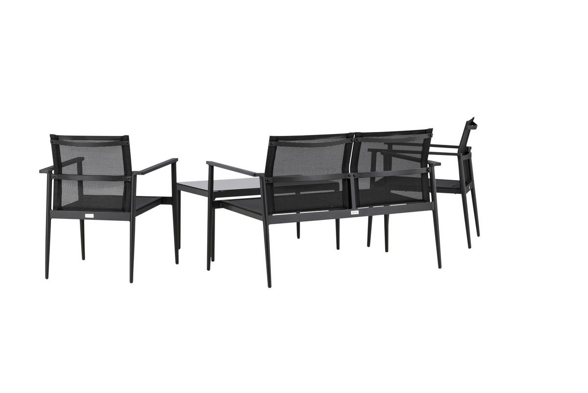 GARTENGARNITUR BREAK - Schwarz, KONVENTIONELL, Glas/Textil - Gardenson