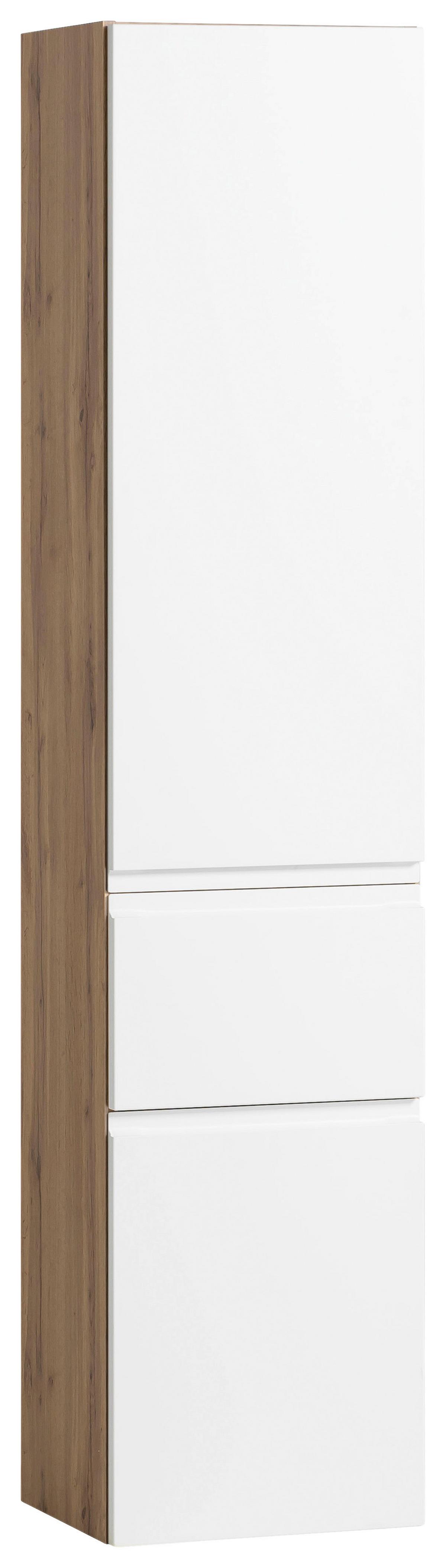 Hochschrank Varese B: 40 cm Weiß/Wotaneiche Dekor - Eiche Wotan/Weiß, MODERN, Holzwerkstoff (40/180/35cm) - Held