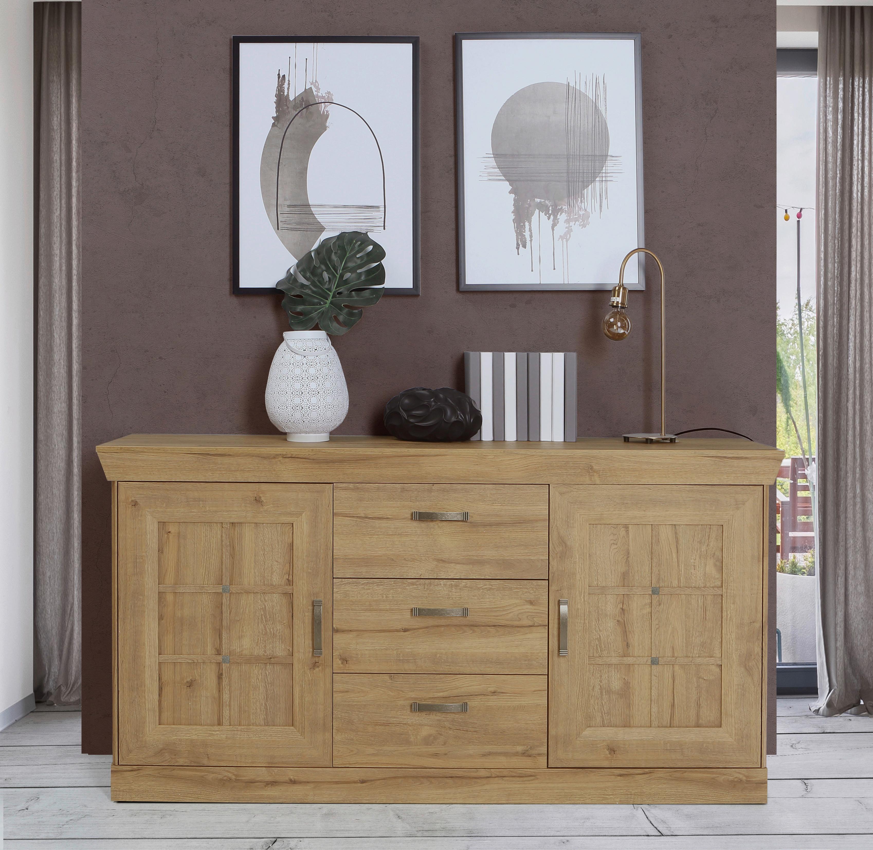 Komoda Cannes - boje hrasta/boje cinka, Romantično / ladanjski, drvni materijal/metal (174/90/47cm) - Premium Living