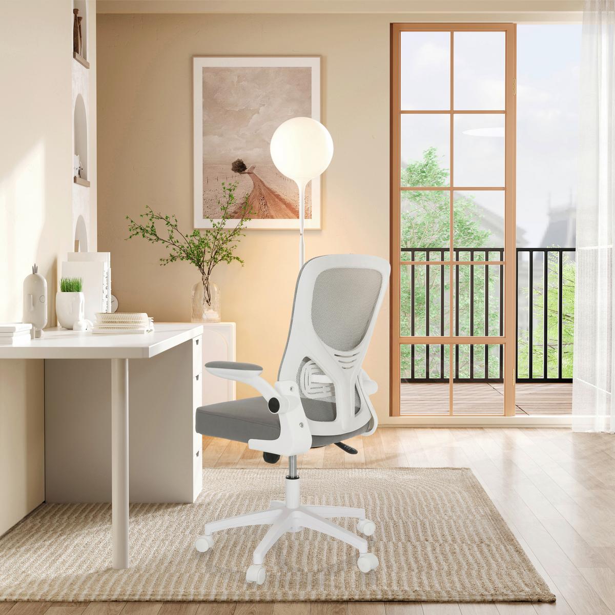 Drehstuhl Belio W Grau/Weiß - Grauweiß/Weiß, MODERN, Kunststoff/Textil (60/95-105/54cm) - MID.YOU