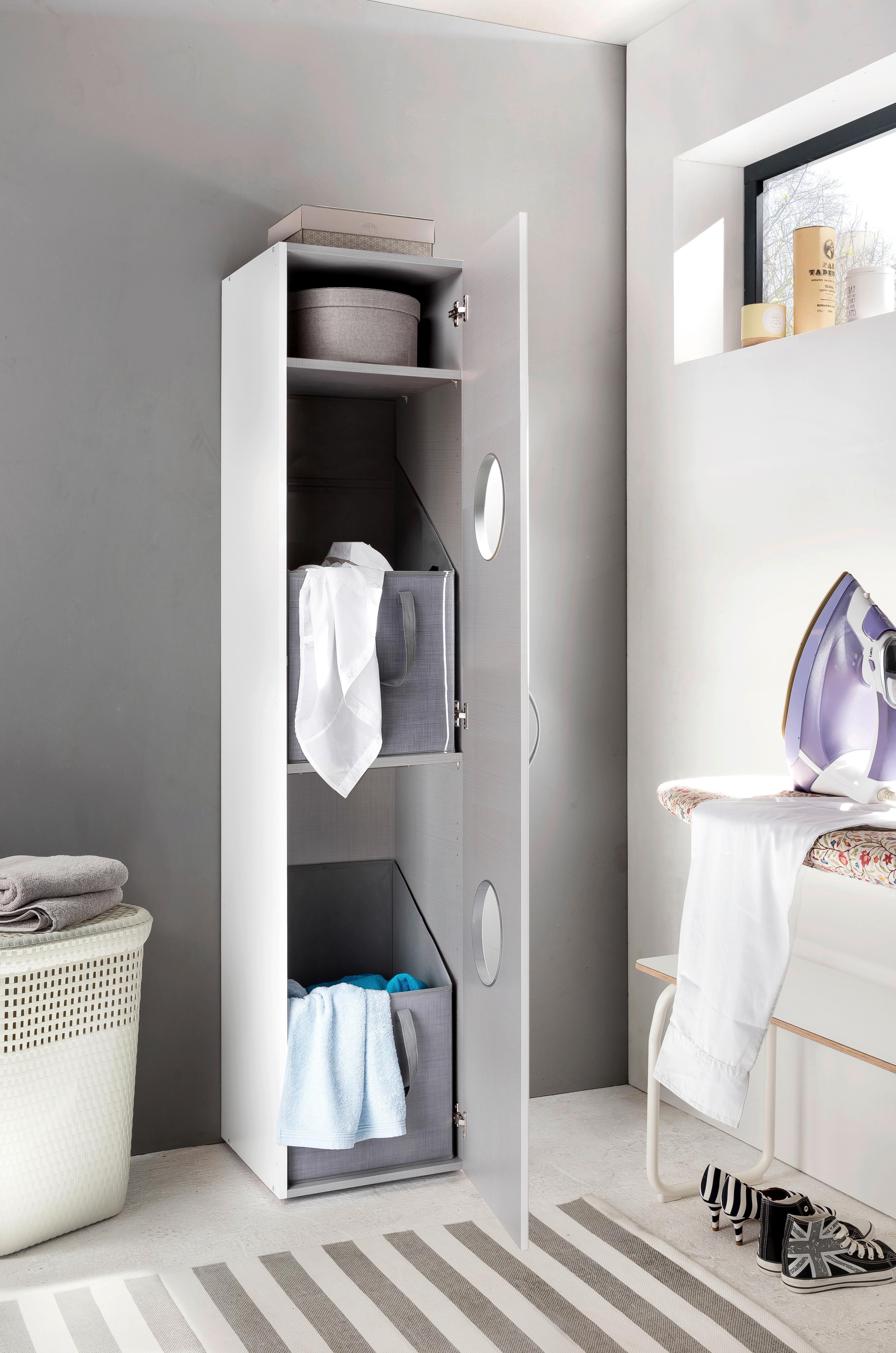 Schrank in Weiss - Weiss/Alufarben, Konventionell, Holzwerkstoff/Kunststoff (40/185cm) - Mömax