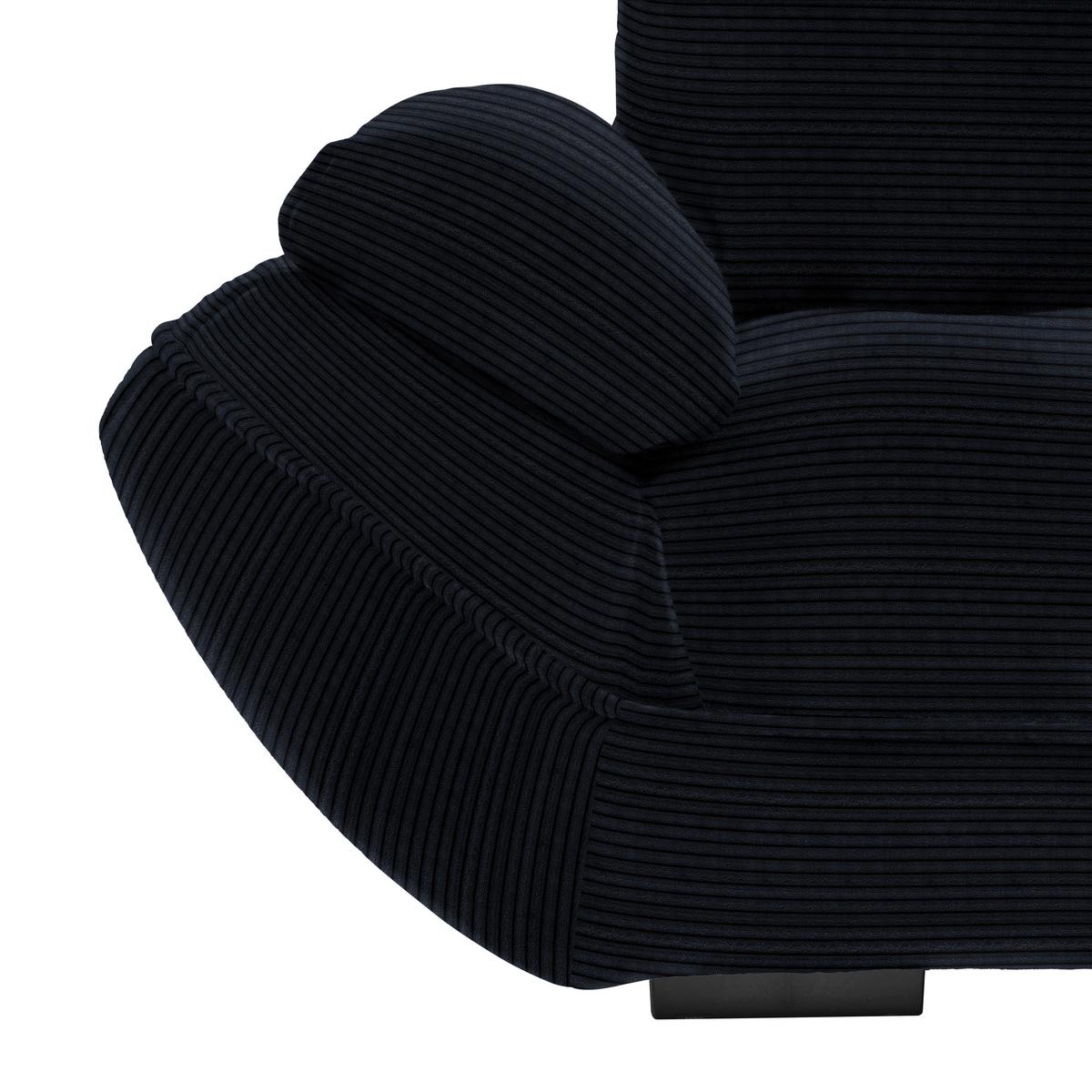 Wohnlandschaft Vivo Dunkelgrau ca. 317x63x179cm - Dunkelgrau/Schwarz, MODERN, Kunststoff/Textil (317/63/179cm) - Based