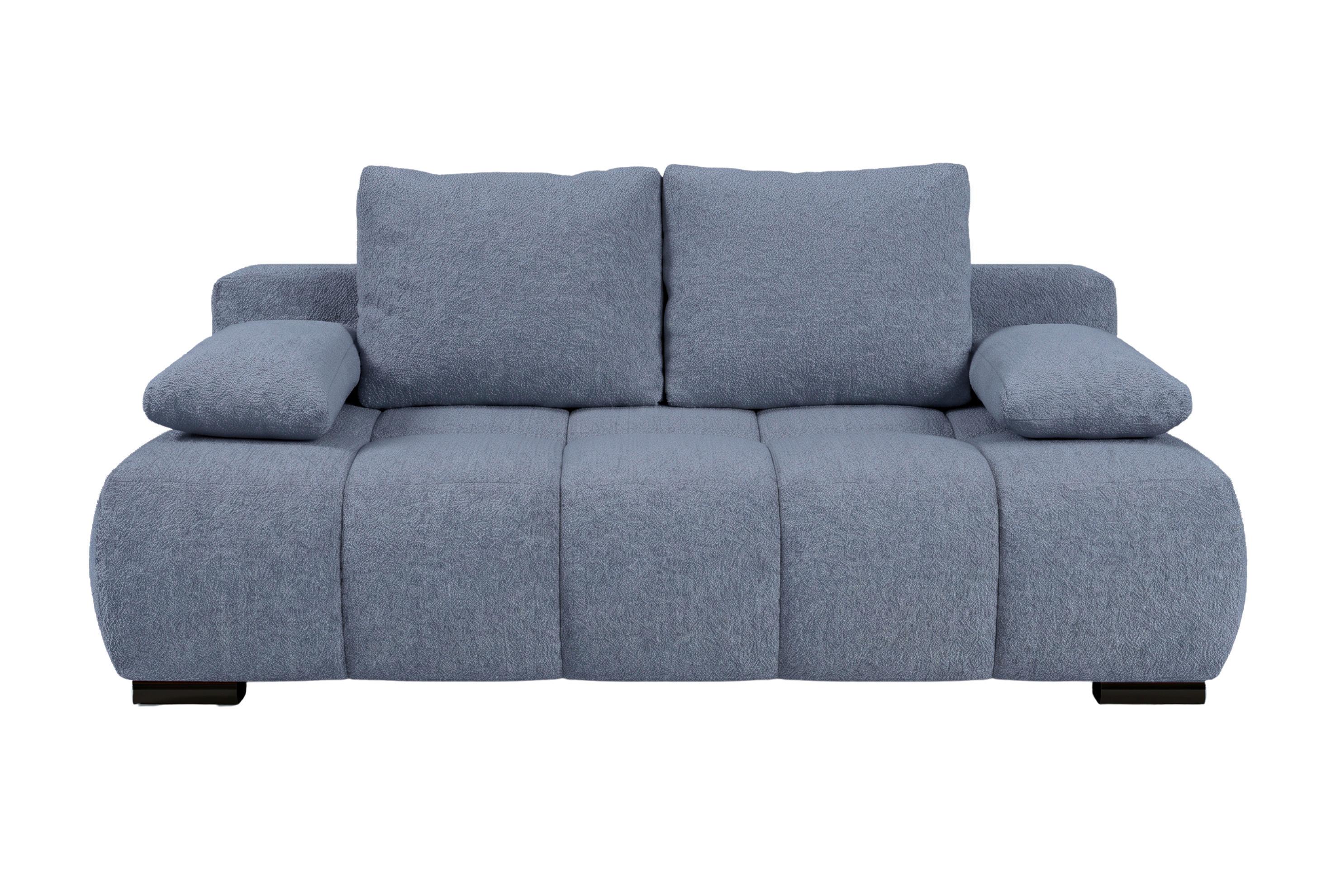 Boxspringsofa Bob Blau - Blau/Chromfarben, KONVENTIONELL, Holzwerkstoff/Kunststoff (209/90/105cm) - Based