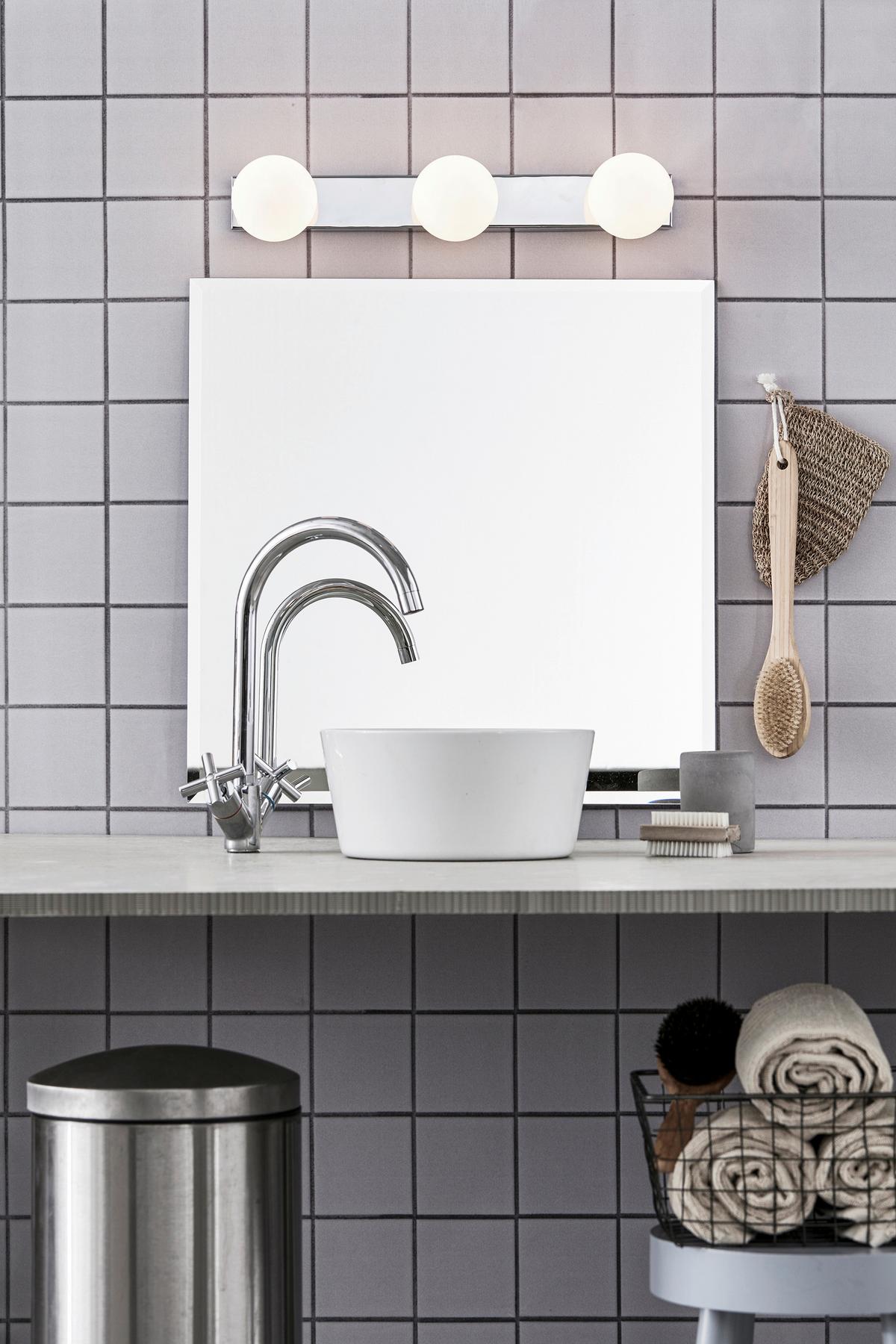 Wandleuchte Mini max. 18 Watt - Chromfarben/Weiß, Basics (12,5/50/10cm) - Markslöjd