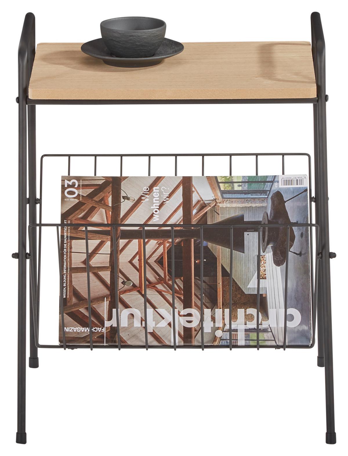 STOLIK BOCZNY DIRK - kolor naturalny/czarny, Trend, materiał drewnopochodny/metal (36/32/46cm) - Xora