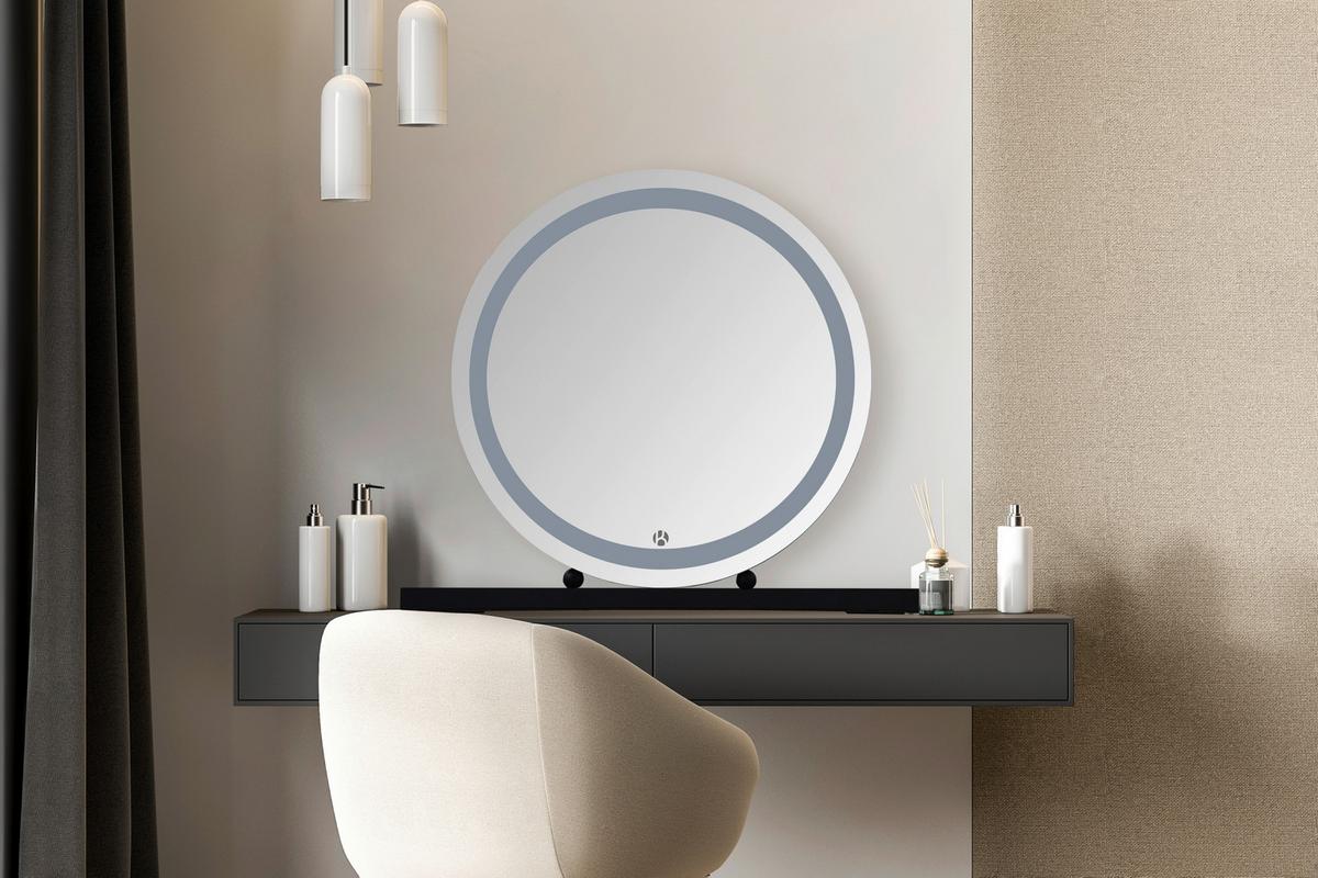 WANDSPIEGEL LED SCHMINKSPIEGEL GLAMORY 125 - Schwarz, Basics, Glas/Holzwerkstoff (53/10/60cm) - Kayoom