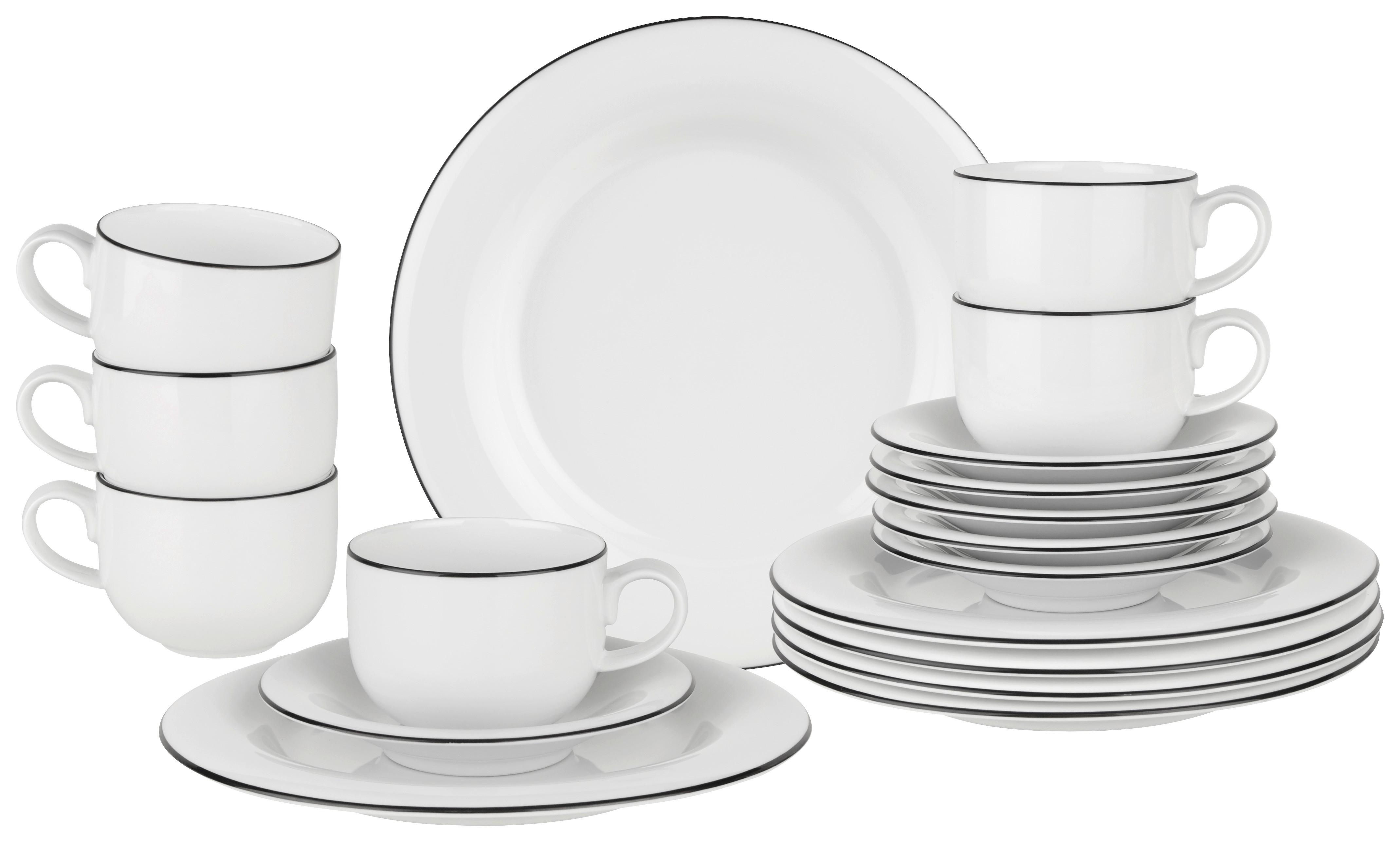 SERWIS KAWOWY TAVOLA LINEA - czarny/biały, Basics, ceramika - Novel