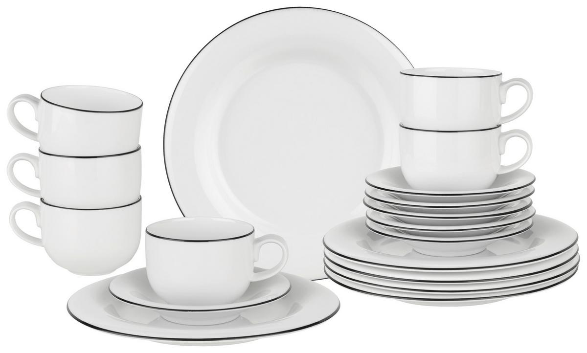 SERWIS KAWOWY TAVOLA LINEA - czarny/biały, Basics, ceramika - Novel