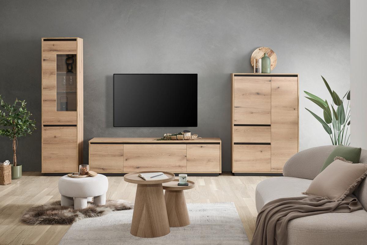 Tv Komoda Puro - boje hrasta/crna, Moderno, drvni materijal (180/48/42cm) - Modern Living