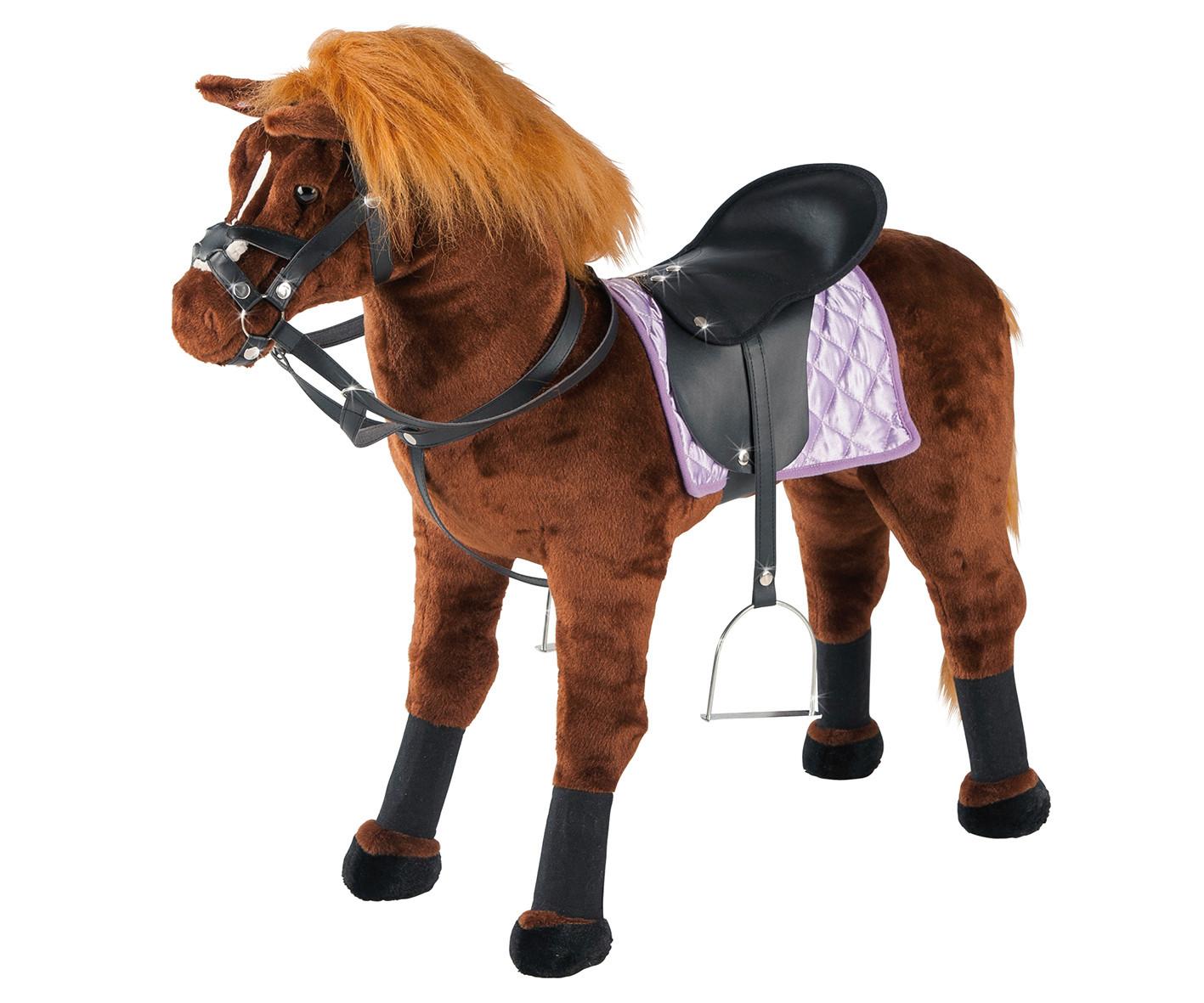 KONIK NA BIEGUNACH 58038 - brązowy, Trend, tkanina (81cm)