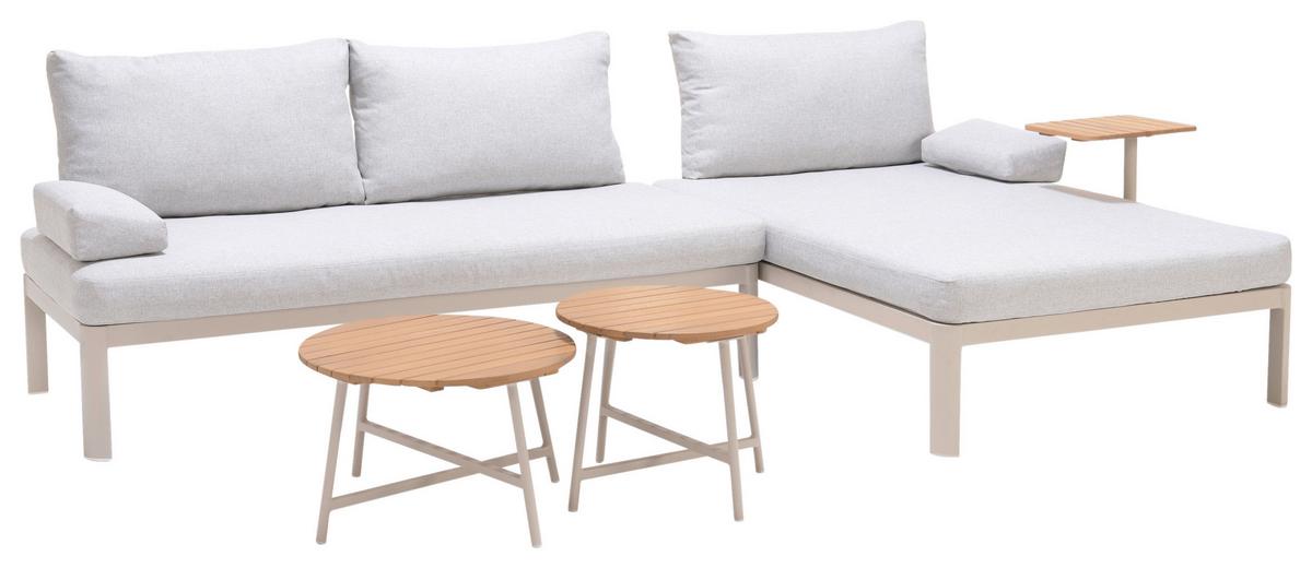 Loungegarnitur Lou Hellgrau/Hellbraun, 4-teilig - Hellbraun/Hellgrau, MODERN, Holz/Textil (61,7/61,7/35,1cm)