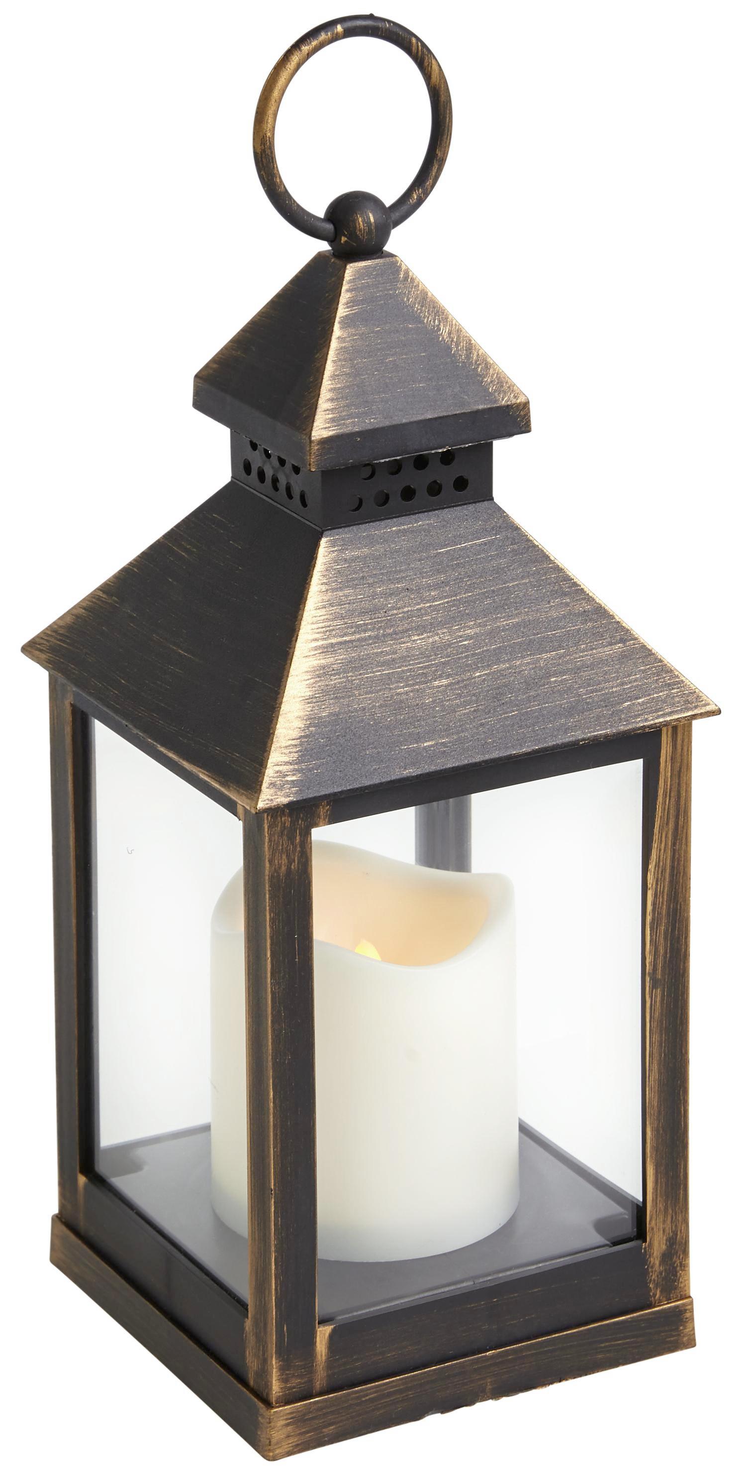 Laterne Max Schwarz/gold - Schwarz, KONVENTIONELL, Kunststoff (10,5/24/10,5cm) - Mömax modern living