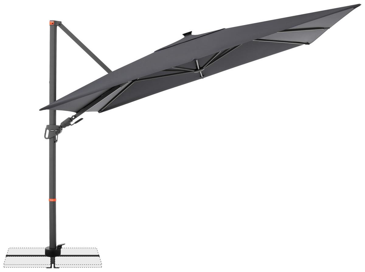 Ampelschirm Myzone LED Anthrazit ca. 300x220cm - Anthrazit, Basics, Textil/Metall (300/220cm) - Doppler