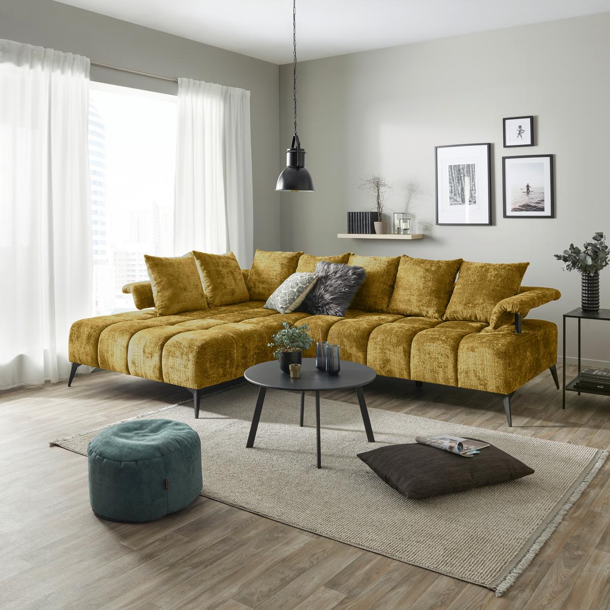 Kutna Garnitura Vanessa - zlatne boje/crna, Moderno, tekstil/metal (200/297cm) - Modern Living