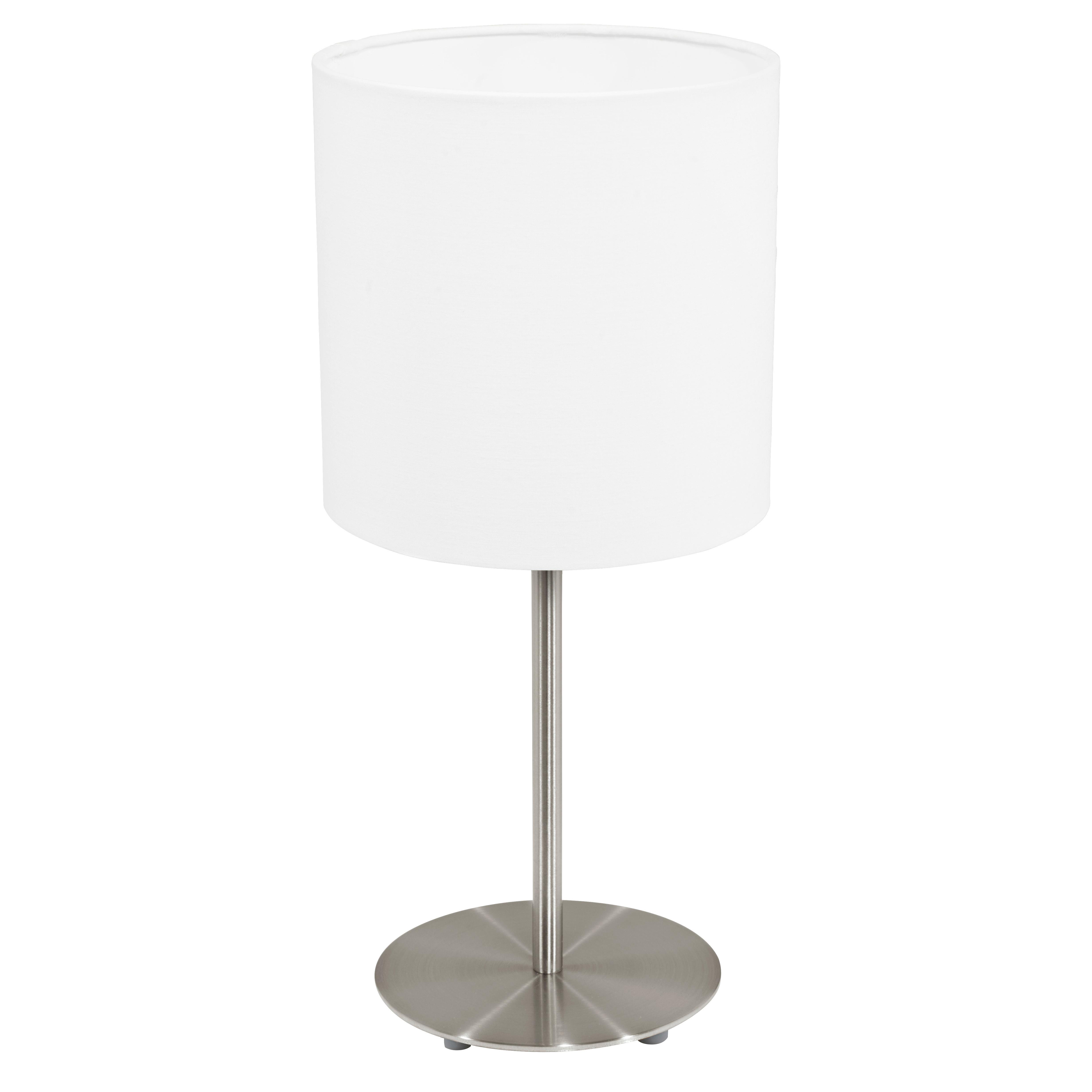 LAMPA STOŁOWA 31594 PASTERI - biały/kolor niklowy, Konventionell, metal/tkanina (18/40cm) - Eglo