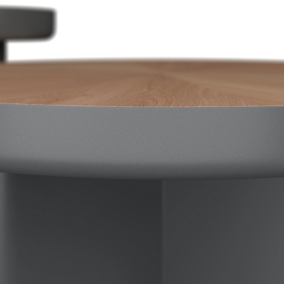 Couchtisch Viola Grau/Eichefarben 2er Set Rund - Eichefarben/Grau, MODERN, Holz/Holzwerkstoff (80/50/80/50/41/51cm) - Bessagi Home