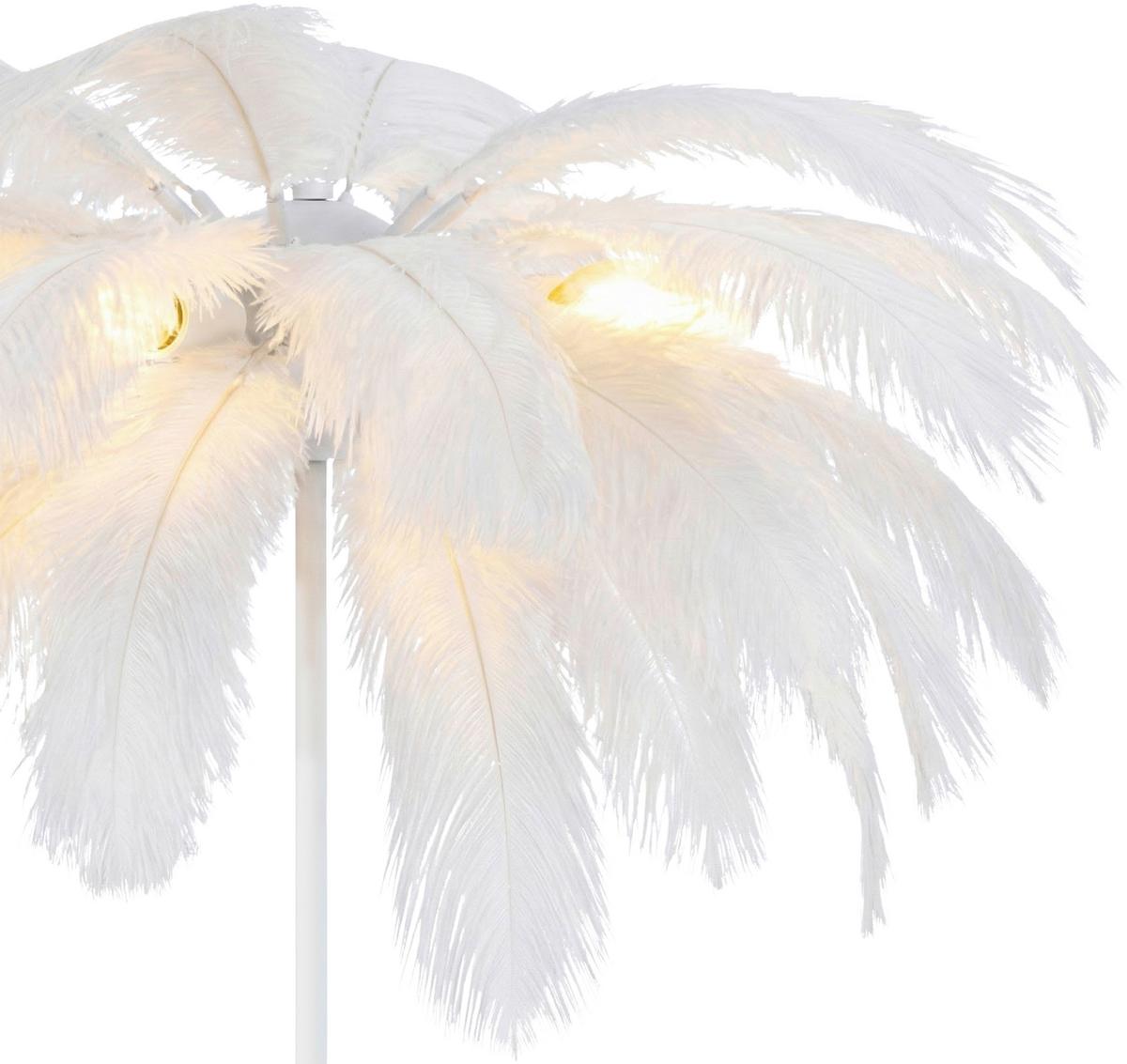LAMPA STOJĄCA PALMA - biały, Trend, metal/tkanina (55/160cm) - Novel