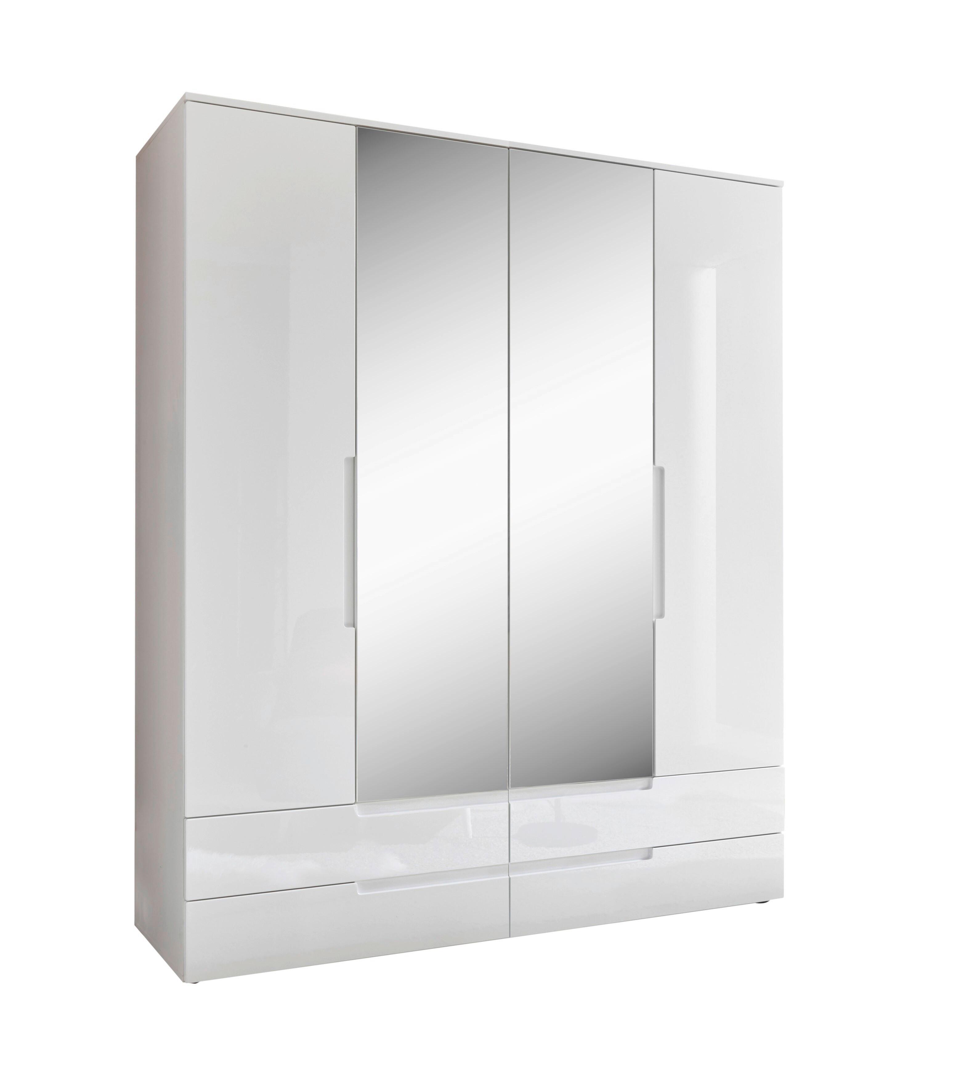 Ormar S Klasičnim Vratima Fun - bijela/bijela visoki sjaj, Konvencionalno, staklo/drvni materijal (160/208/57cm) - Based