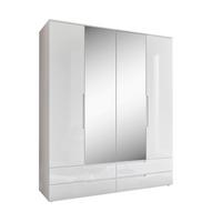 Dulap cu uși rotative Fun - alb/alb lucios intens, Konventionell, sticlă/material pe bază de lemn (160/208/57cm) - Based