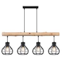 Hängeleuchte Clastra max. 60 Watt - MODERN, Holz/Metall (90/18/120cm)