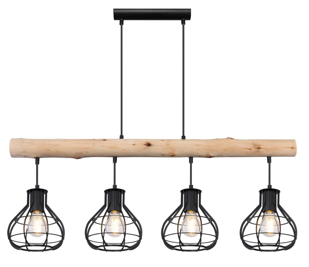 Hängeleuchte Clastra max. 60 Watt - MODERN, Holz/Metall (90/18/120cm)