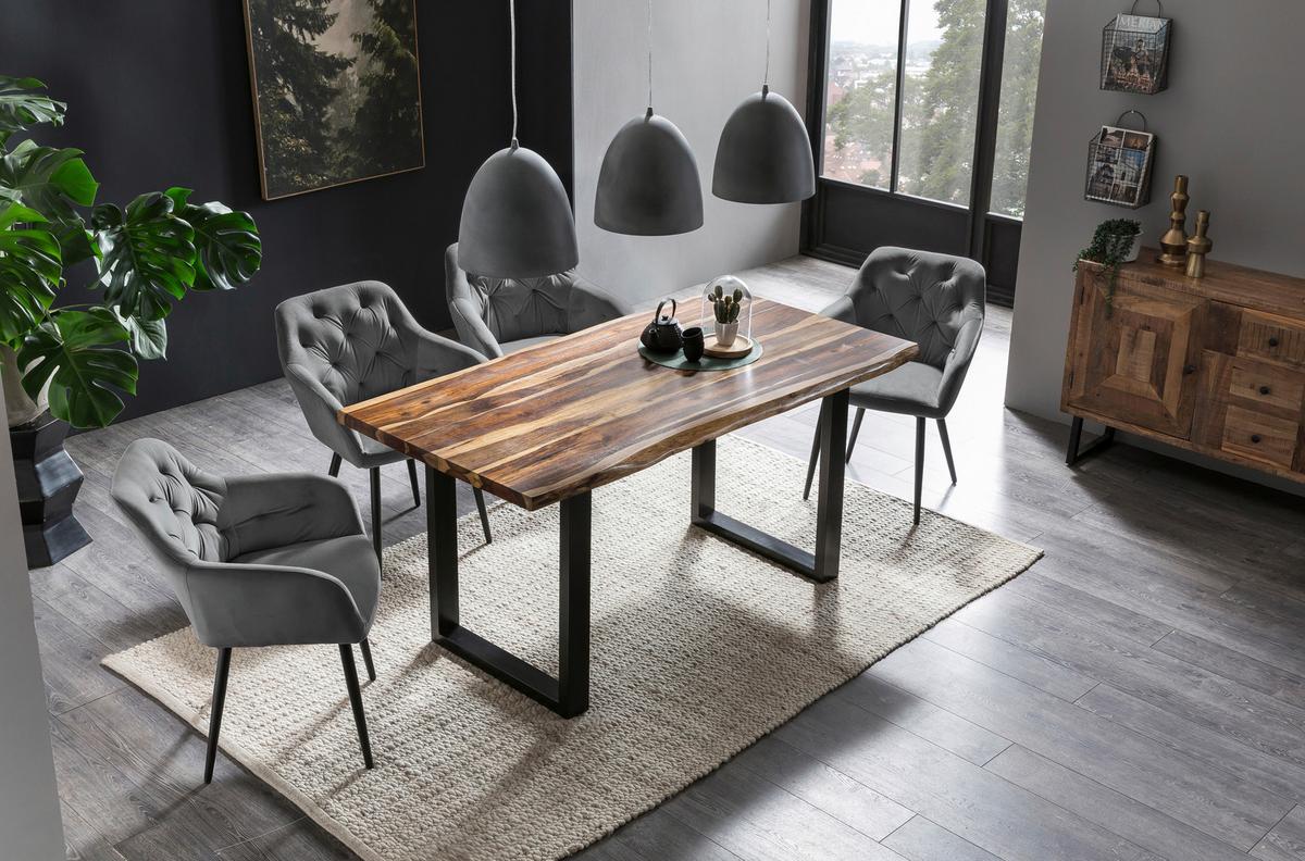 Naslanjač Samt, Siva - siva/črna, Moderno, kovina/tekstil (61/85/45cm) - Livetastic