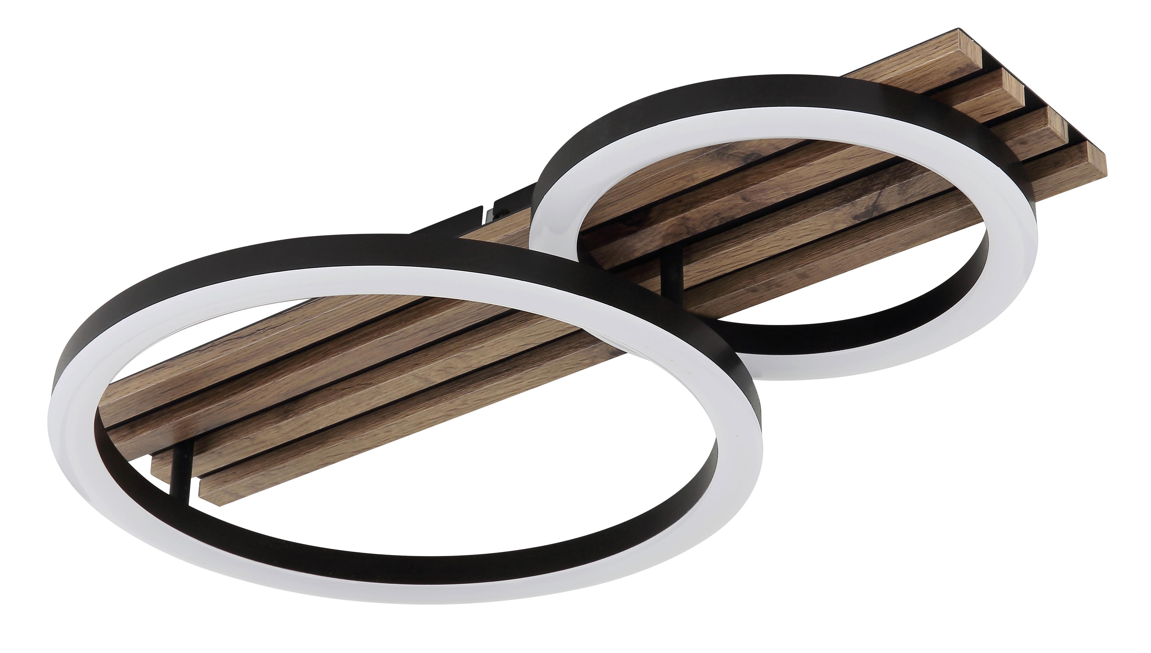 LED-DECKENLEUCHTE 67353D2 TISHA - Weiss/Dunkelbraun, Natur, Holzwerkstoff/Kunststoff (48/30/9,5cm) - Globo