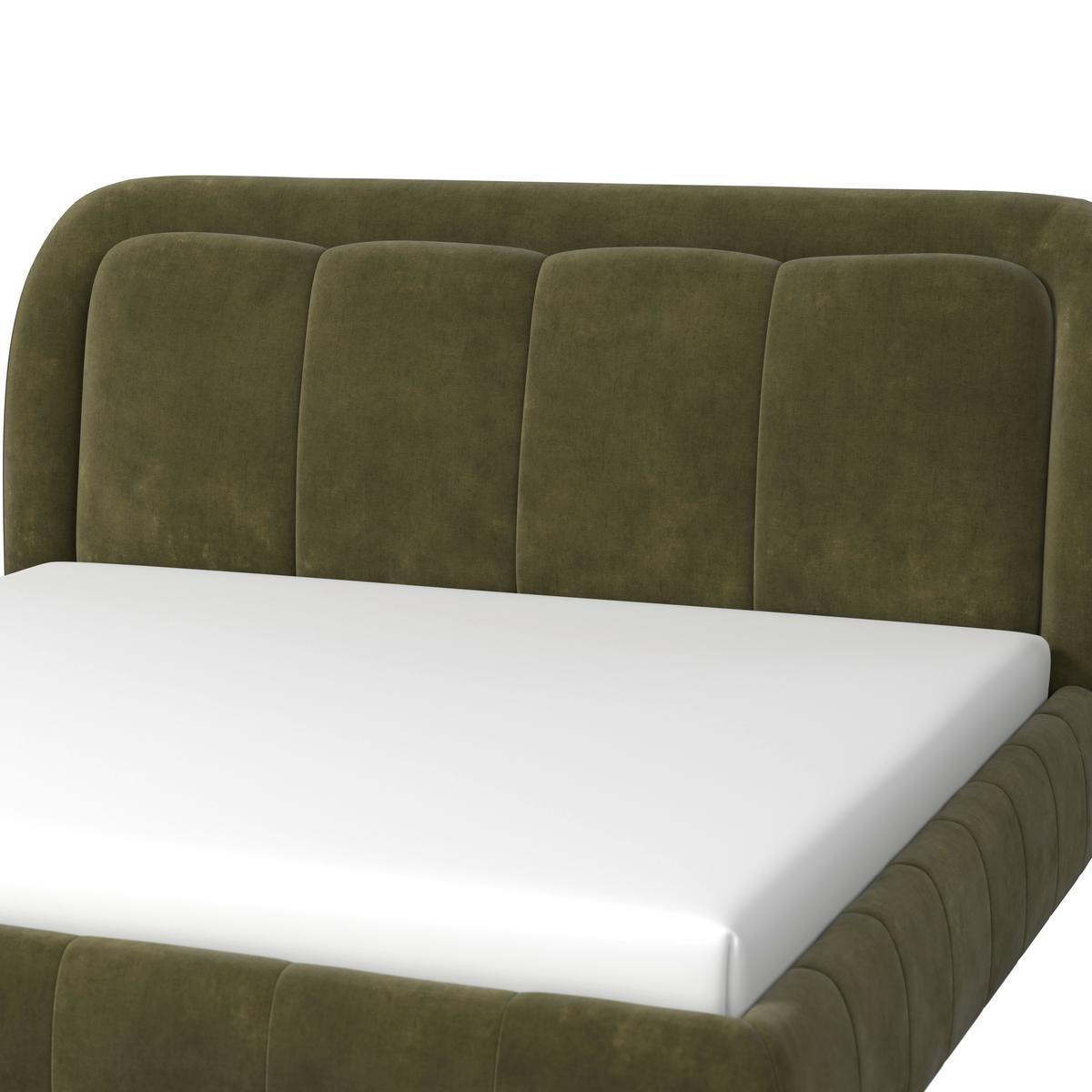 Polsterbett Anton Olive ca. 180x200 cm - Dunkelgrün/Schwarz, Modern, Holz/Textil (180/200cm) - Bessagi Home