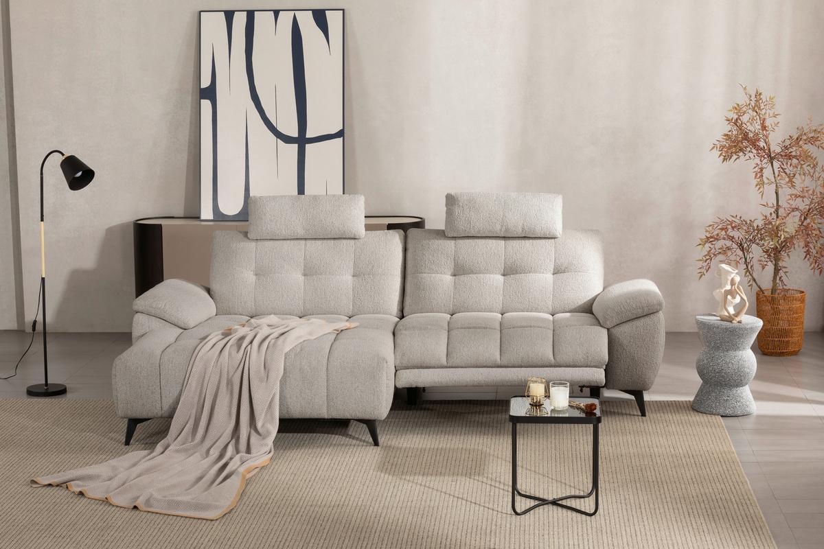 Wohnlandschaft Venice Weiß - Schwarz/Weiß, MODERN, Holz/Textil (156/268cm) - Premium Living