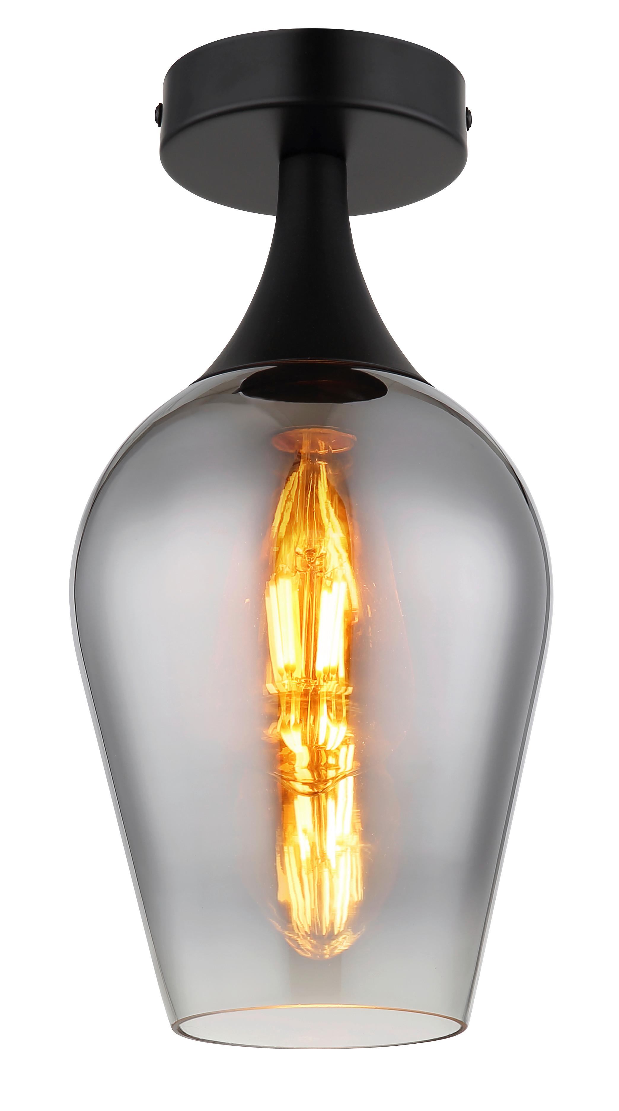 Deckenleuchte Lavus Schwarz/Chromfarben max.40Watt - Klar/Chromfarben, Design, Glas/Metall (15/30cm) - Globo