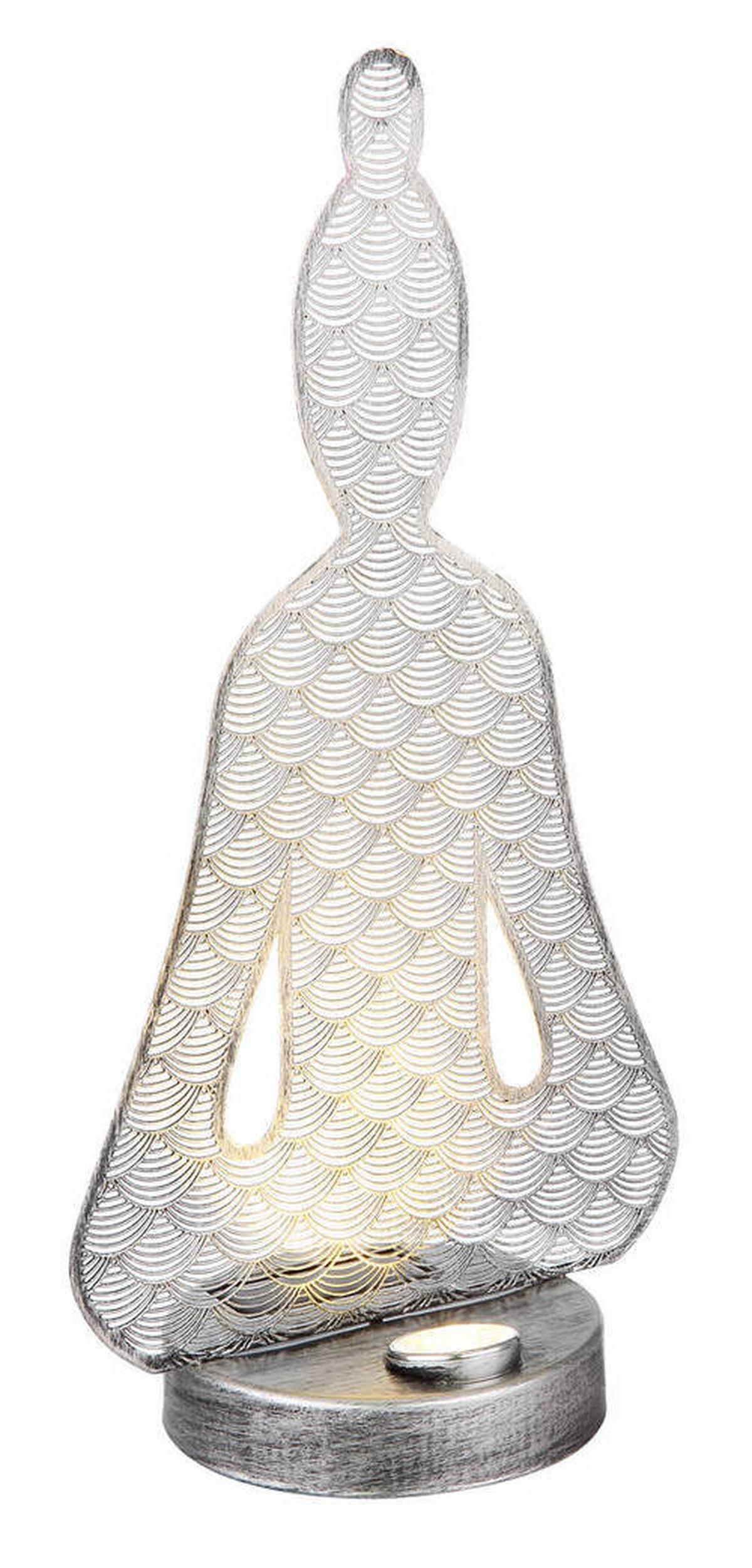 Solarna Svetilka Buddha, S Sijalko - srebrne barve/črna, Design, kovina/umetna masa (19/12/36cm) - Globo