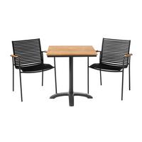 Balkon-Set Mood Cafe Anthrazit/Teak 3er-Set - Anthrazit/Schwarz, Natur, Holz/Kunststoff (105/74/70cm) - Gardenson