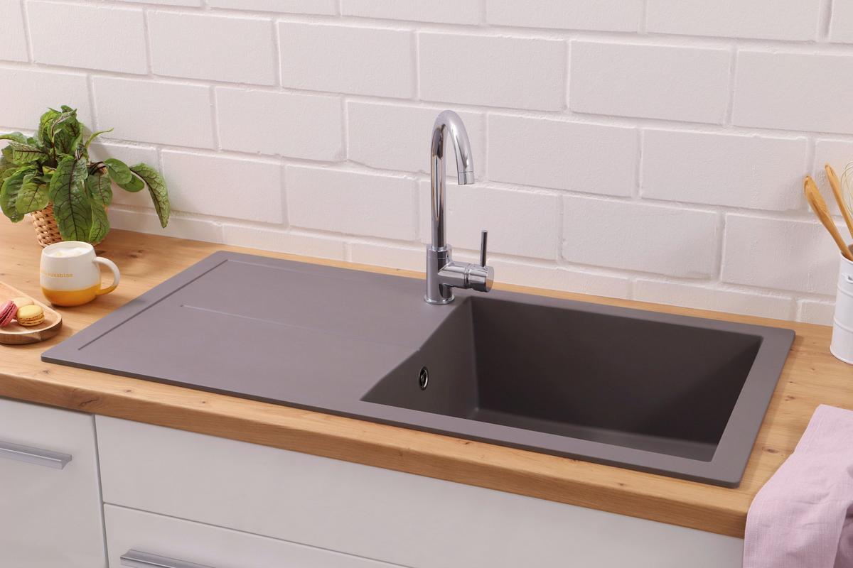 Pomivalno Korito Cleveland, 100x50cm - siva, Basics, kamen/umetna masa (100/21,4/50cm) - Respekta