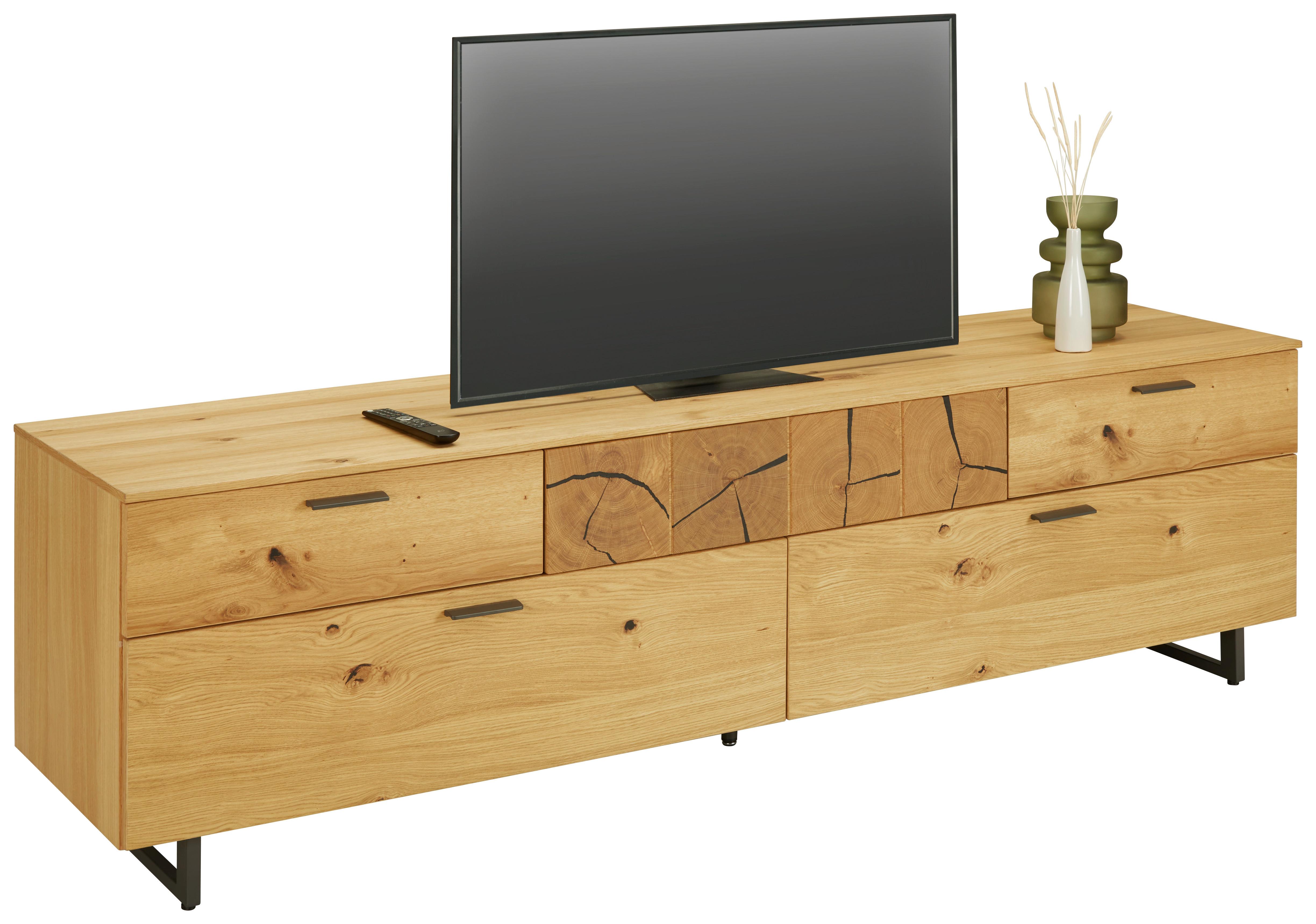 TV-Element in Wildeiche - Wildeiche/Schwarz, Modern, Holzwerkstoff/Metall (203/59/50cm) - Premium Living